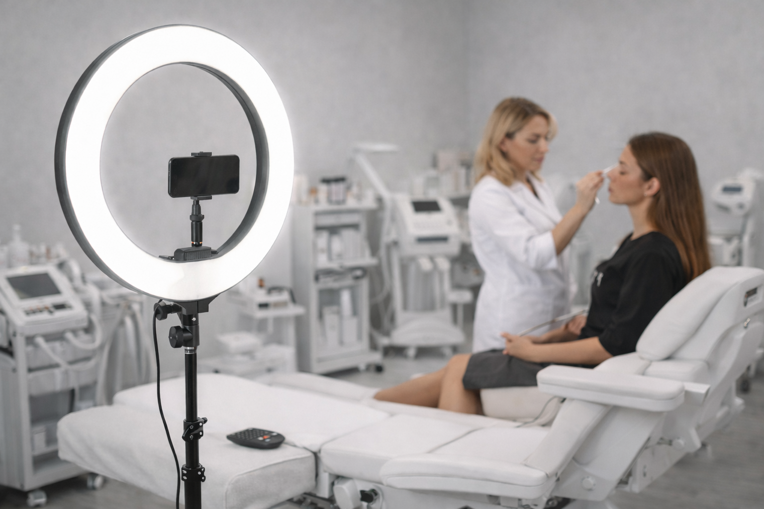 Obročasta svetilka 18" LED 48W s stojalom – profesionalna razsvetljava Obročasta svetilka 18" LED 48W s stojalom – profesionalna razsvetljava